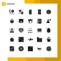 Pictogram Set of 25 Simple Solid Glyphs of store online time card paris Editable Vector Design Elements