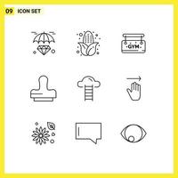 Universal Icon Symbols Group of 9 Modern Outlines of hand user board cloud stamp Editable Vector Design Elements