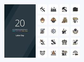 20 Labor Day line Filled icon for presentation vector