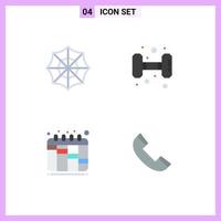 Set of 4 Commercial Flat Icons pack for halloween workflow fitness weight contact Editable Vector Design Elements