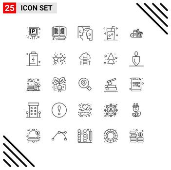 25 Line concept for Websites Mobile and Apps summer ice online study fresh interaction Editable Vector Design Elements