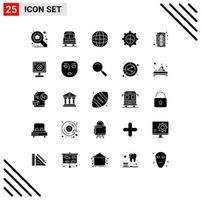 Pictogram Set of 25 Simple Solid Glyphs of brand graphic card media computer finance Editable Vector Design Elements