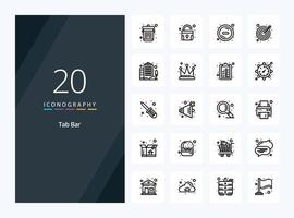 20 Tab Bar Outline icon for presentation vector