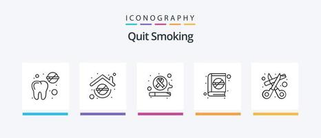 dejar de fumar paquete de iconos de la línea 5 que incluye tijeras. estilo de vida. de fumar. de fumar. estilo de vida. diseño de iconos creativos vector