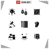 Set of 9 Modern UI Icons Symbols Signs for business security food protection point Editable Vector Design Elements