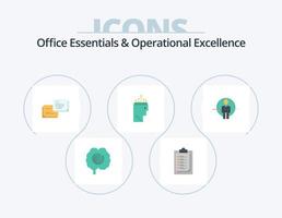 Office Essentials And Operational Exellence Flat Icon Pack 5 Icon Design. user. psychology. chat. data. hand vector