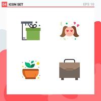 User Interface Pack of 4 Basic Flat Icons of gift grinding eid romance calm Editable Vector Design Elements