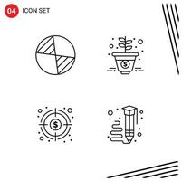 Modern Set of 4 Filledline Flat Colors and symbols such as center fund growth money target Editable Vector Design Elements