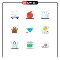 Stock Vector Icon Pack of 9 Line Signs and Symbols for personal laptop fitness computer desk Editable Vector Design Elements