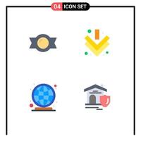 4 Universal Flat Icons Set for Web and Mobile Applications bonbon market place arrow earth house Editable Vector Design Elements