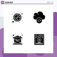 Set of 4 Commercial Solid Glyphs pack for compass property cloud eco comparing Editable Vector Design Elements