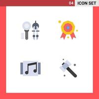 4 Universal Flat Icon Signs Symbols of search media tool star song Editable Vector Design Elements