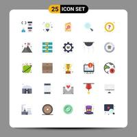 Pack of 25 Modern Flat Colors Signs and Symbols for Web Print Media such as help magnify shopping magnifier invite Editable Vector Design Elements