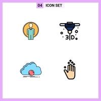 Pack of 4 creative Filledline Flat Colors of user sync image direct metal laser sintering synchronization Editable Vector Design Elements