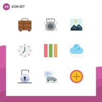 Set of 9 Commercial Flat Colors pack for web design column picture multimedia media Editable Vector Design Elements