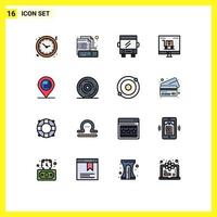 Set of 16 Modern UI Icons Symbols Signs for marketing business keyboard advertising transport Editable Creative Vector Design Elements