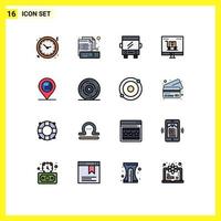 Set of 16 Modern UI Icons Symbols Signs for marketing business keyboard advertising transport Editable Creative Vector Design Elements