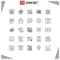 Universal Icon Symbols Group of 25 Modern Lines of event business global calendar romantic Editable Vector Design Elements