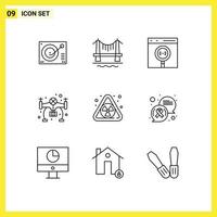 9 Universal Outline Signs Symbols of nuclear hobby cityscape hobbies develop Editable Vector Design Elements