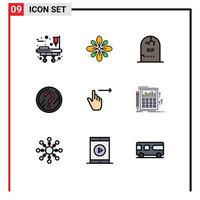 9 User Interface Filledline Flat Color Pack of modern Signs and Symbols of solution faq holi question graveyard Editable Vector Design Elements