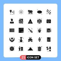 25 Universal Solid Glyphs Set for Web and Mobile Applications beauty deny focus eye polar Editable Vector Design Elements