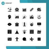 User Interface Pack of 25 Basic Solid Glyphs of advanced finance living economy set Editable Vector Design Elements