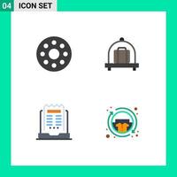 Set of 4 Vector Flat Icons on Grid for baby newspaper baggage laptop clothes Editable Vector Design Elements