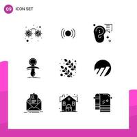 Group of 9 Modern Solid Glyphs Set for noob newbie buzz dummy message Editable Vector Design Elements