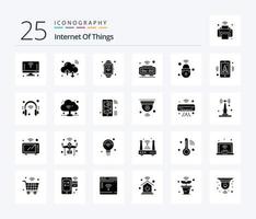 Internet Of Things 25 Solid Glyph icon pack including wifi. internet. iot. clock. internet of things vector