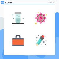 User Interface Pack of 4 Basic Flat Icons of biochemistry bag chemistry india suitcase Editable Vector Design Elements