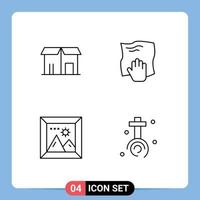 4 Universal Line Signs Symbols of ecommerce gallery shopping housework picture Editable Vector Design Elements