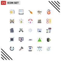 Mobile Interface Flat Color Set of 25 Pictograms of financial ironing tools receipt ironing stand cutter Editable Vector Design Elements