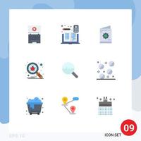 Mobile Interface Flat Color Set of 9 Pictograms of graphic search card scan roza Editable Vector Design Elements