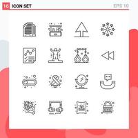 Set of 16 Modern UI Icons Symbols Signs for achievement page celebration document analytics Editable Vector Design Elements