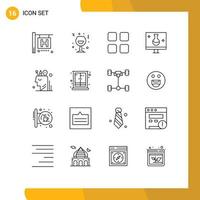 16 iconos creativos signos y símbolos modernos de arte ecografía calc eco pruebas biología elementos de diseño vectorial editables vector