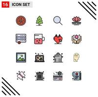 Pack of 16 Modern Flat Color Filled Lines Signs and Symbols for Web Print Media such as devices cancel instagram chinese spa Editable Creative Vector Design Elements