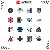 paquete de iconos de vector de stock de 16 signos y símbolos de línea para la aplicación de seguro de verificación de dispositivo elementos de diseño de vector creativo editable cuadrado