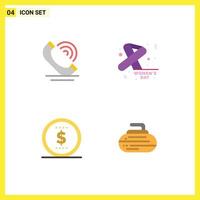 Editable Vector Line Pack of 4 Simple Flat Icons of call money services feminine bowls Editable Vector Design Elements