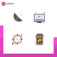 User Interface Pack of 4 Basic Flat Icons of croissant star computer youtube bee Editable Vector Design Elements