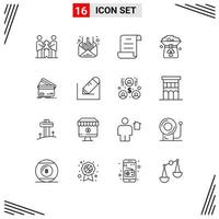 Universal Icon Symbols Group of 16 Modern Outlines of creditcard hat message green clover Editable Vector Design Elements