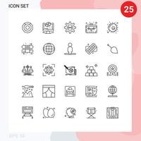 25 Universal Lines Set for Web and Mobile Applications biology suitcase coding case process Editable Vector Design Elements