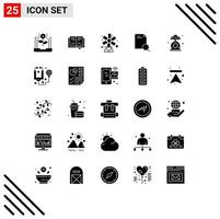 25 Thematic Vector Solid Glyphs and Editable Symbols of baking file agriculture research windmill Editable Vector Design Elements