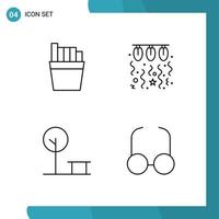 Universal Icon Symbols Group of 4 Modern Filledline Flat Colors of french park lamp string glasses Editable Vector Design Elements