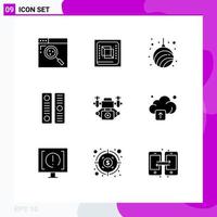 Solid Glyph Pack of 9 Universal Symbols of file cover directory processor archive new Editable Vector Design Elements