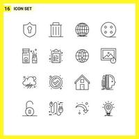 Group of 16 Outlines Signs and Symbols for scent burner global aromatherapy charge Editable Vector Design Elements