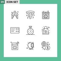 9 Outline concept for Websites Mobile and Apps online timer hosting time transport Editable Vector Design Elements