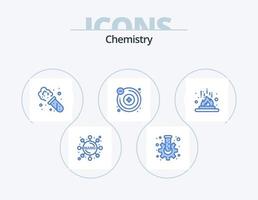 paquete de iconos de química azul 5 diseño de iconos. ciencia. calor. experimento. fuego. molécula vector