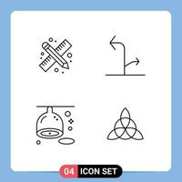 4 Universal Line Signs Symbols of back to school diet work signs lemon Editable Vector Design Elements