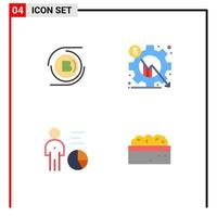 Set of 4 Commercial Flat Icons pack for s chart decentralized chart efficiency Editable Vector Design Elements