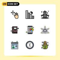 Pictogram Set of 9 Simple Filledline Flat Colors of business creative finance school book Editable Vector Design Elements